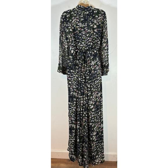 GANNI Black‎ Floral High Low Wrap Dress Womans 42 Large 10 / 12 - Picture 3 of 16